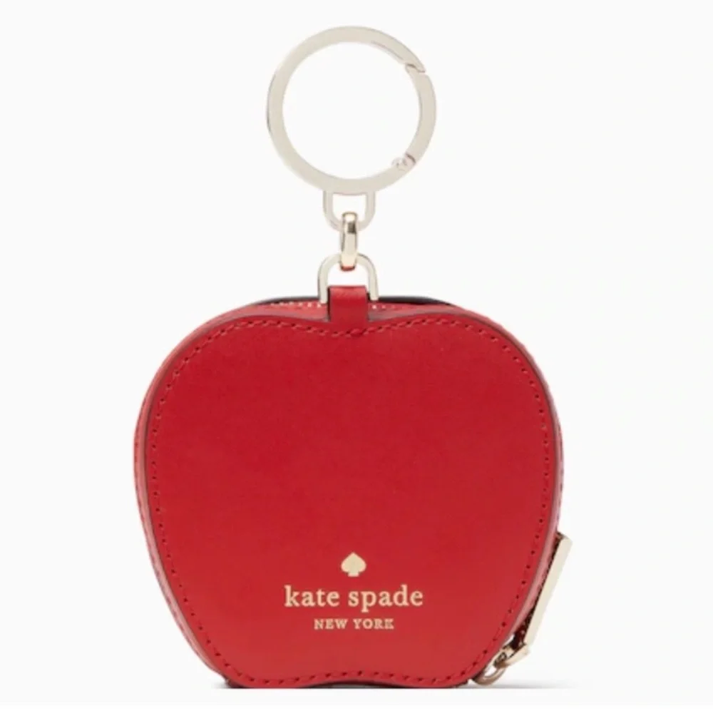 Kate Spade NOVELTY Red Honey crisp sliced apple key chain bag charm/coin purse - Picture 7 of 16